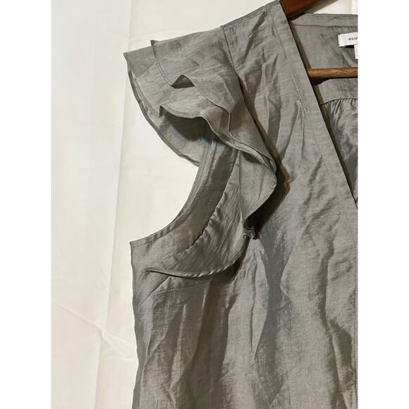 Club Monaco Sage Ruffle Sleeve V-Neck Button Top Large NWT Feminine & Chic - Picture 5 of 10